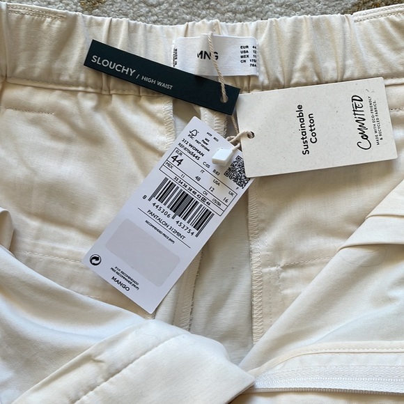 Mango ecru slouchy pleated pants, US size 11. - Picture 4 of 5
